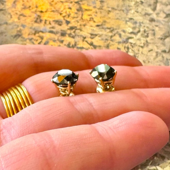 Authentic🔹4 CTW Black Round Brilliant Cut Natural Diamond Stud Earrings (14k) - Picture 7 of 14